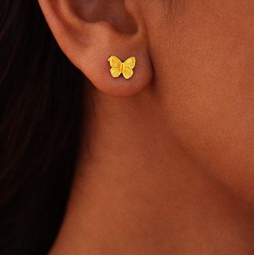 Golden Bloom Flower Stud Earrings