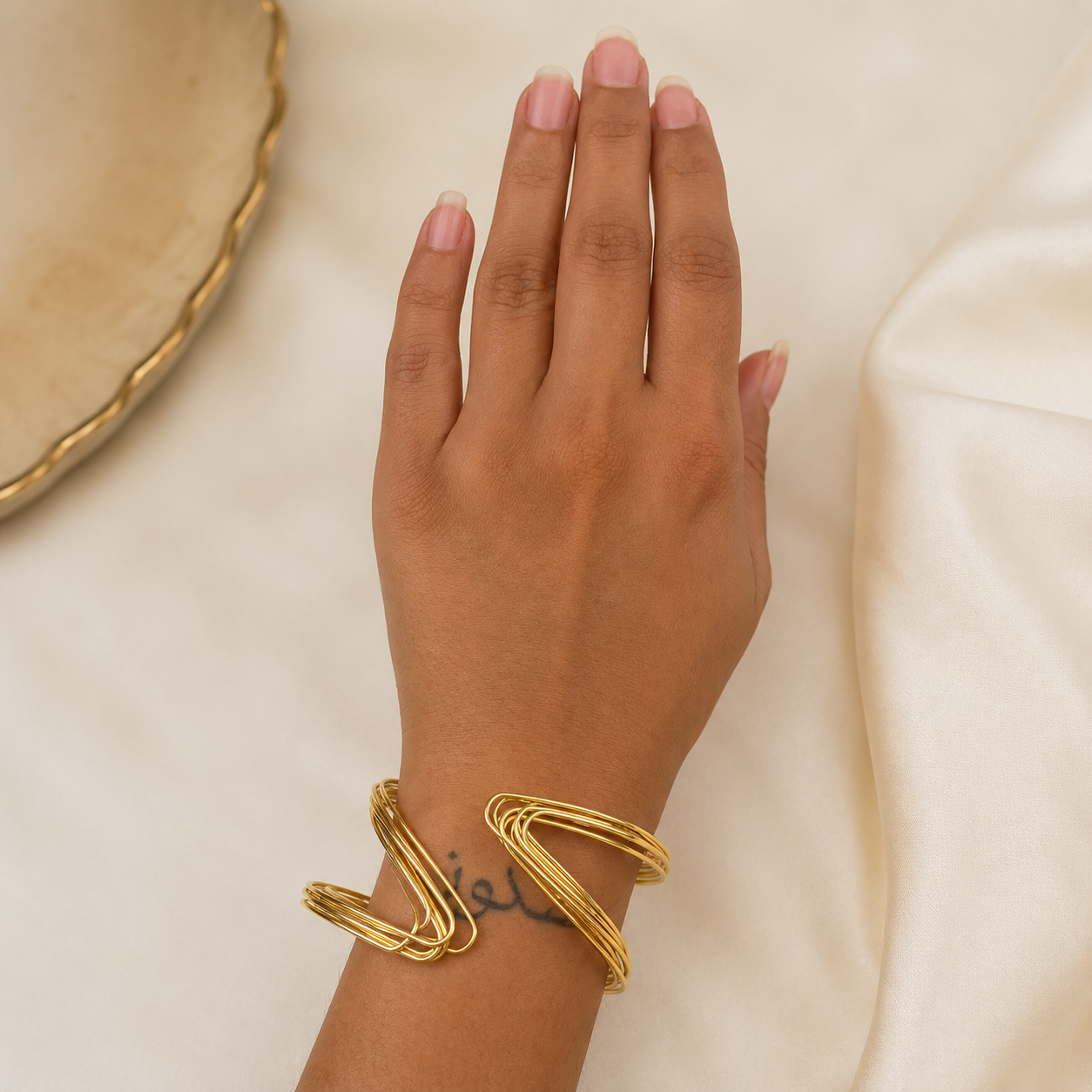 Golden Wire Cuff Bracelet