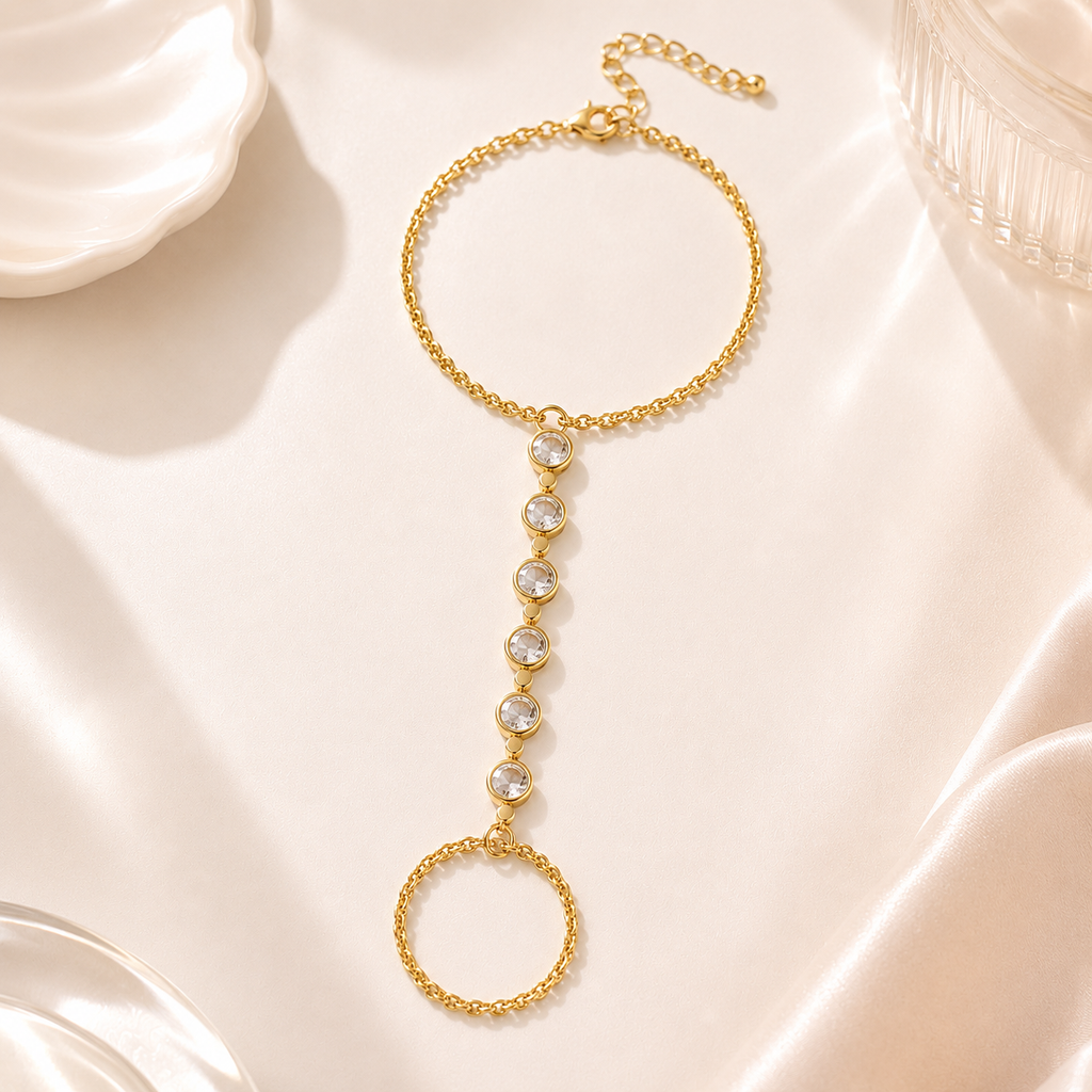 Golden Crystal Hand Chain Bracelet