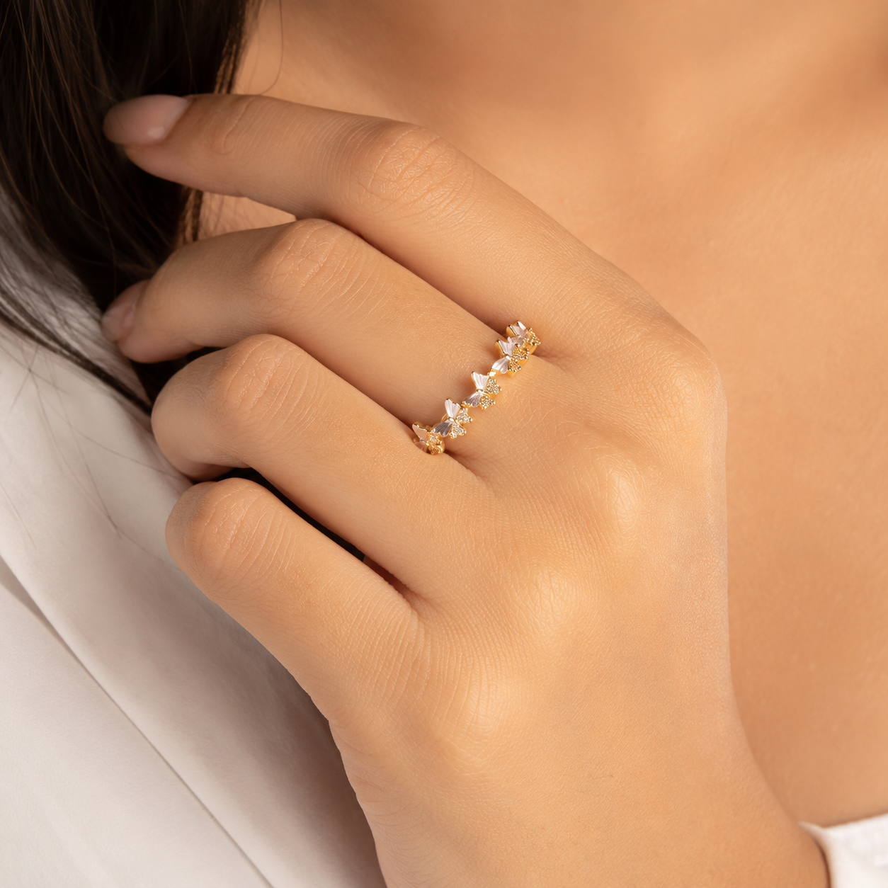 Golden Butterfly Bloom Ring