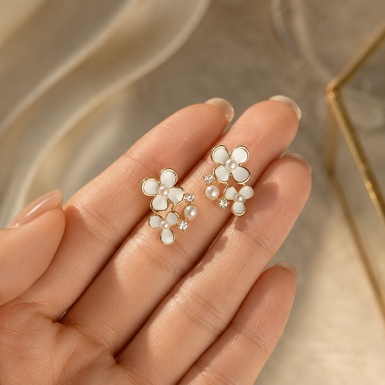 Pearl Floral Stud Earrings