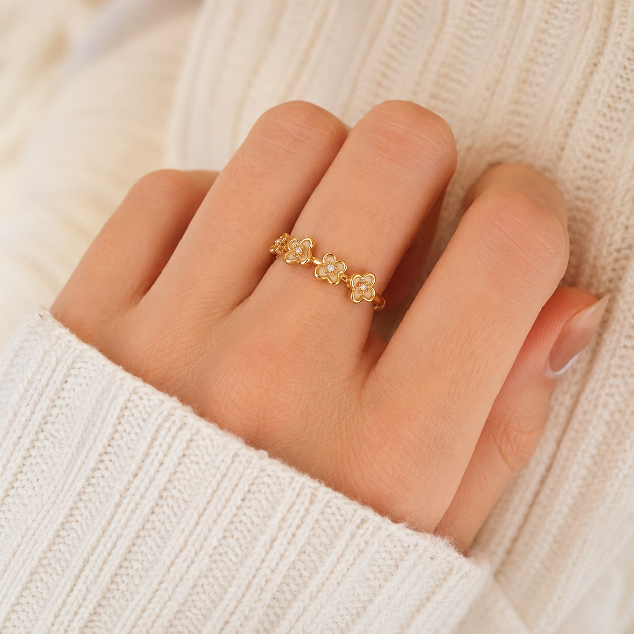 Golden Floral Cluster Ring