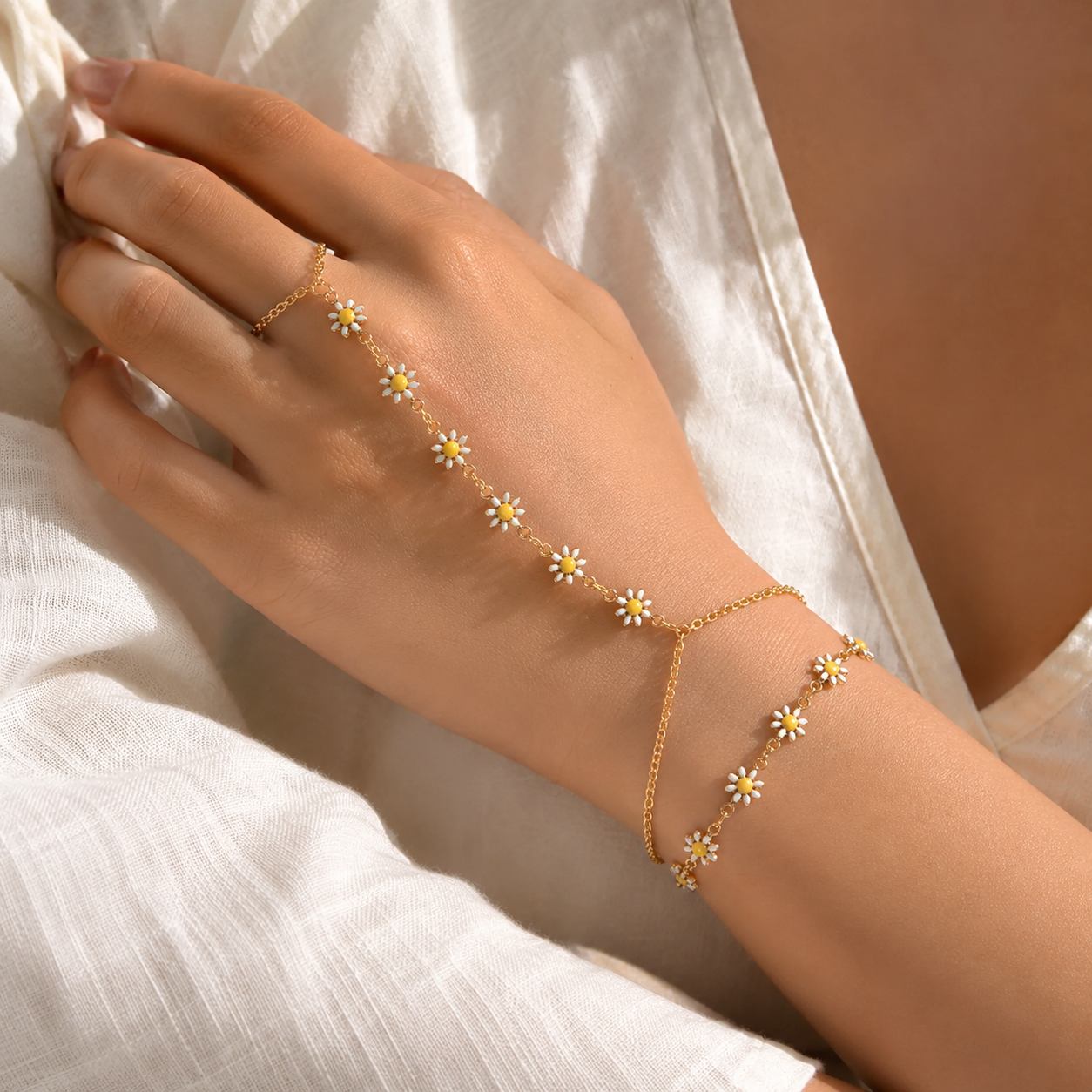 Golden Daisy Hand Chain
