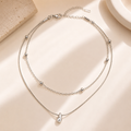 Silver Drop Duo Layer Necklace