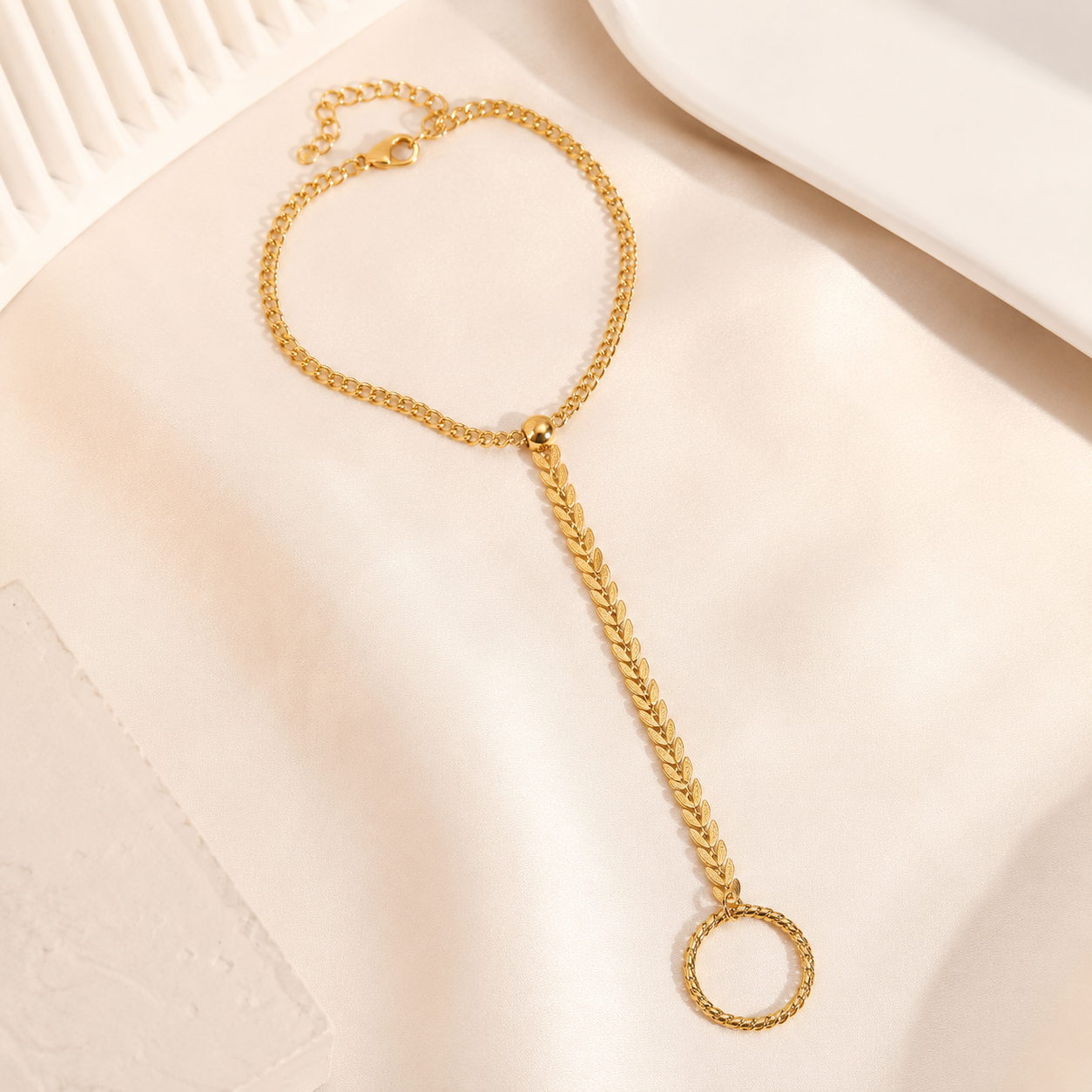 Golden Leaf Hand Chain