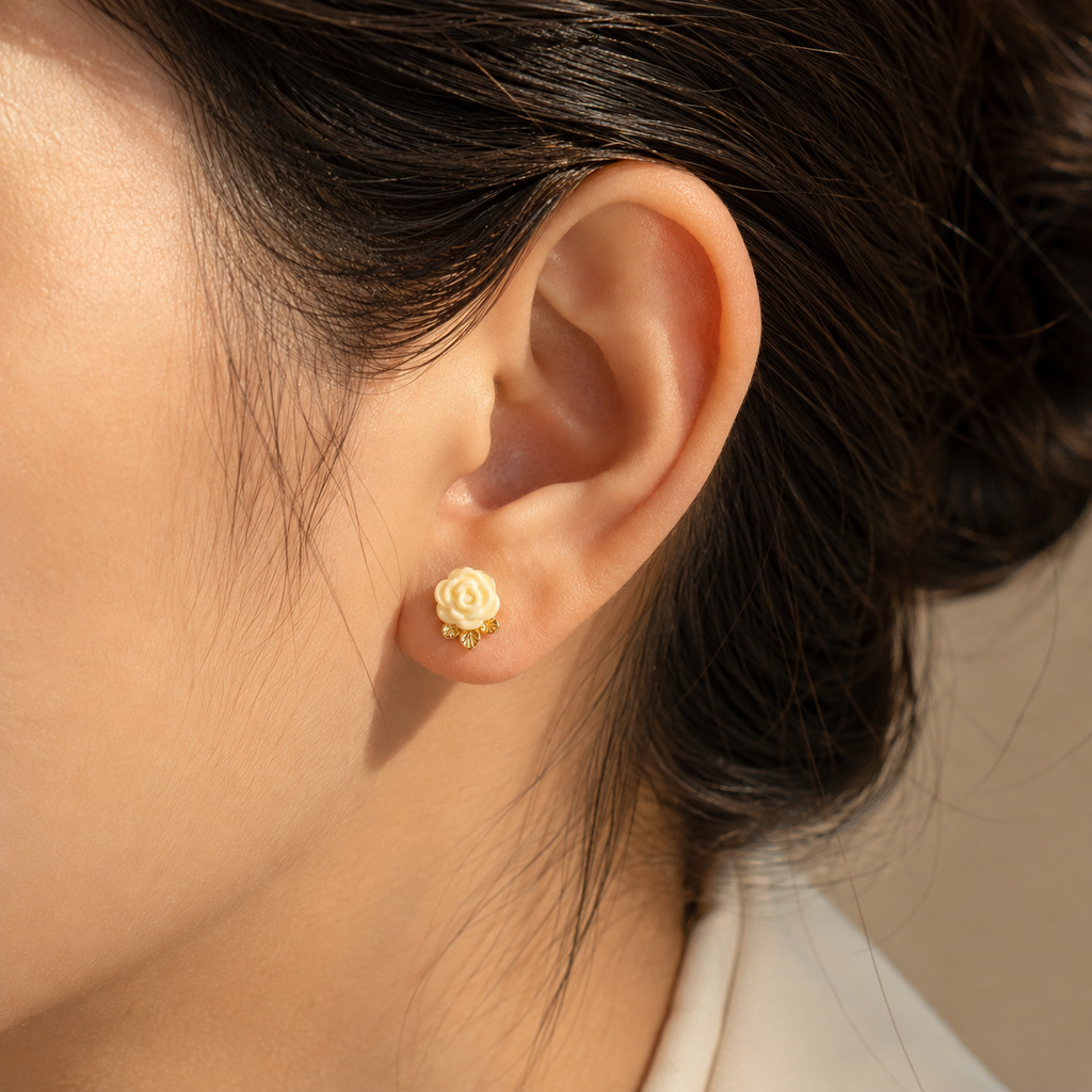Ivory Rose Stud Earrings