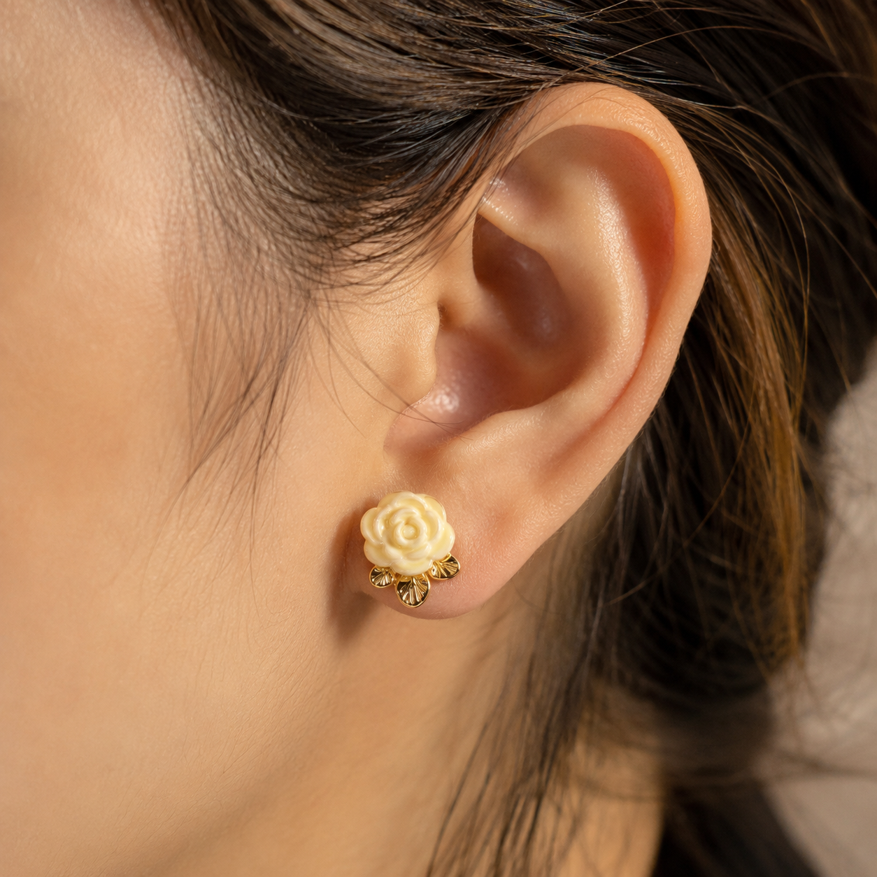 Ivory Rose Stud Earrings