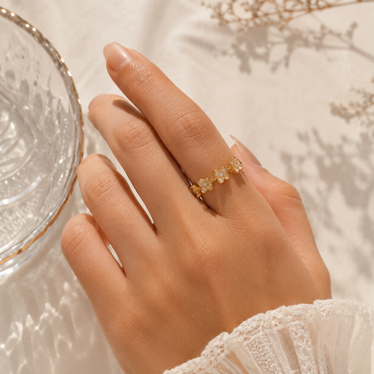 Golden Floral Cluster Ring