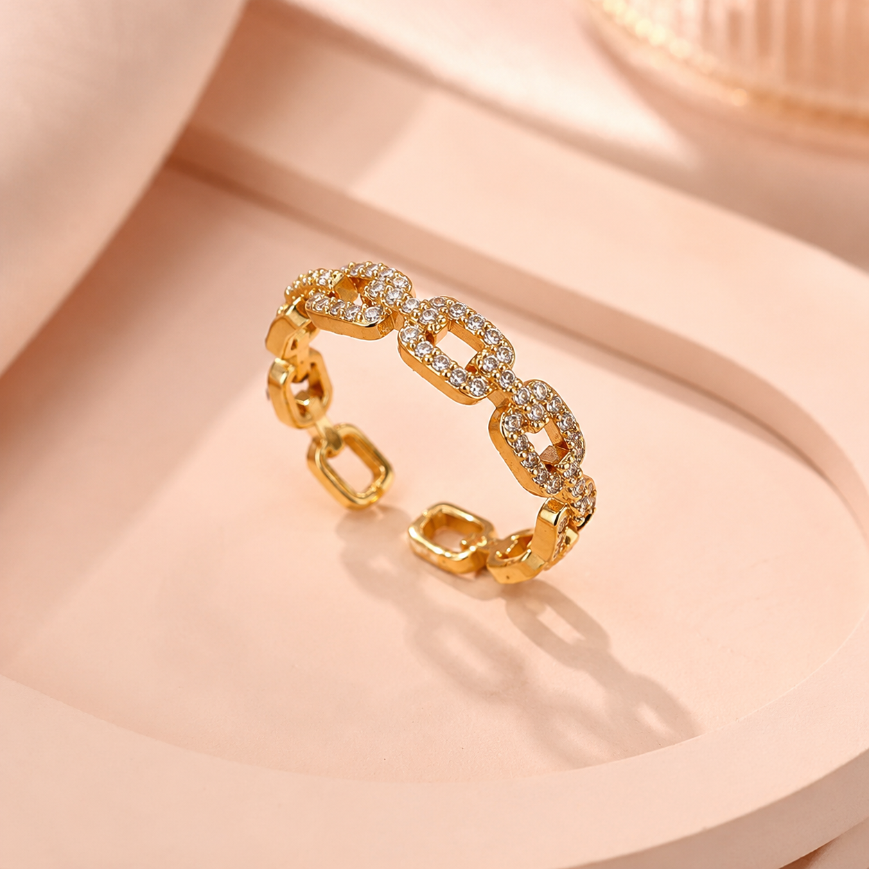 Golden Crystal Link Ring