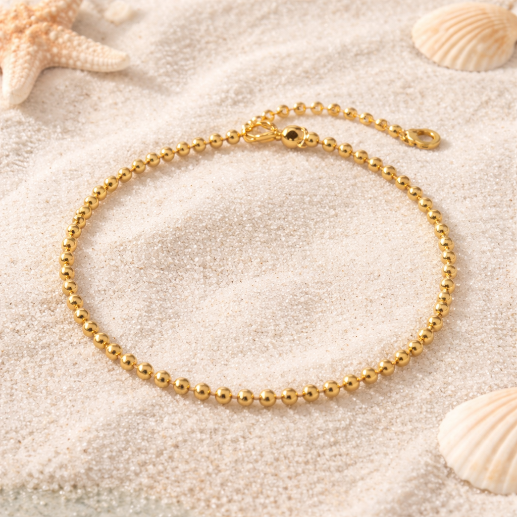 Sunspill Gold Bead Anklet