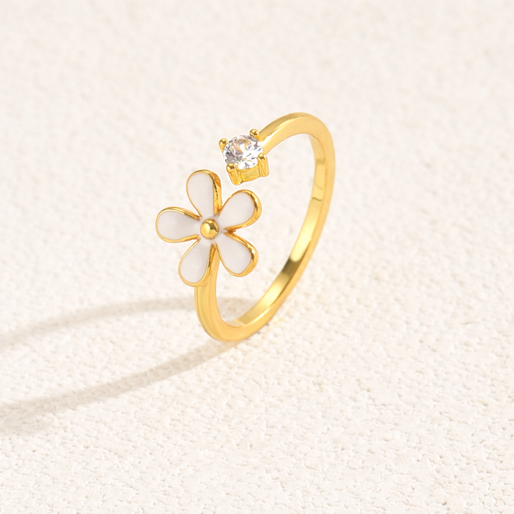 Adjustable Gold Floral Toe Ring with Rhinestone – Blingy Galli