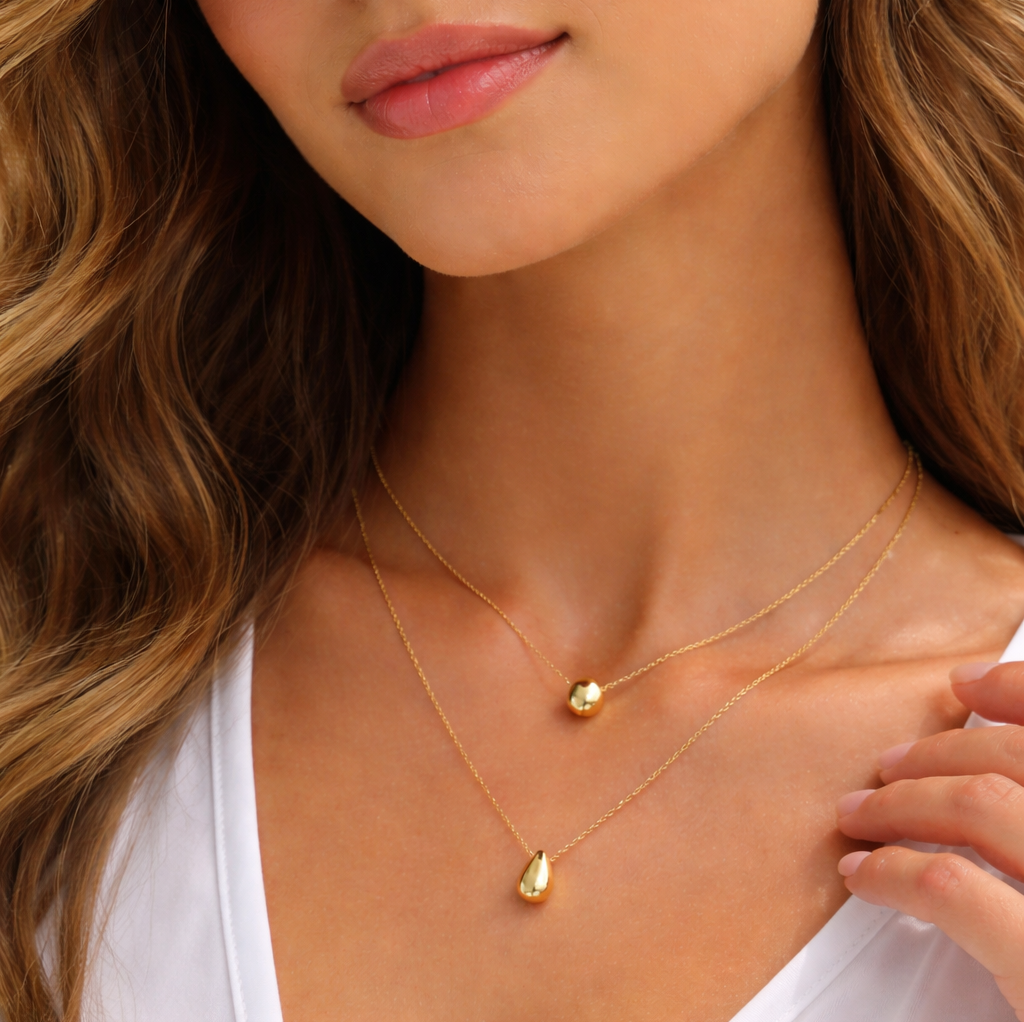 Golden Duo Drop Layered Necklace