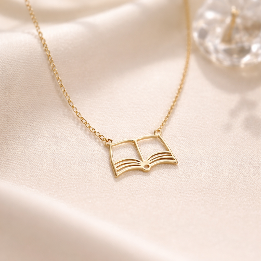 Open Book Necklace Pendant for Book Lovers