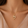 Koi Fish Gold Pendant Necklace with Crystal Detailing