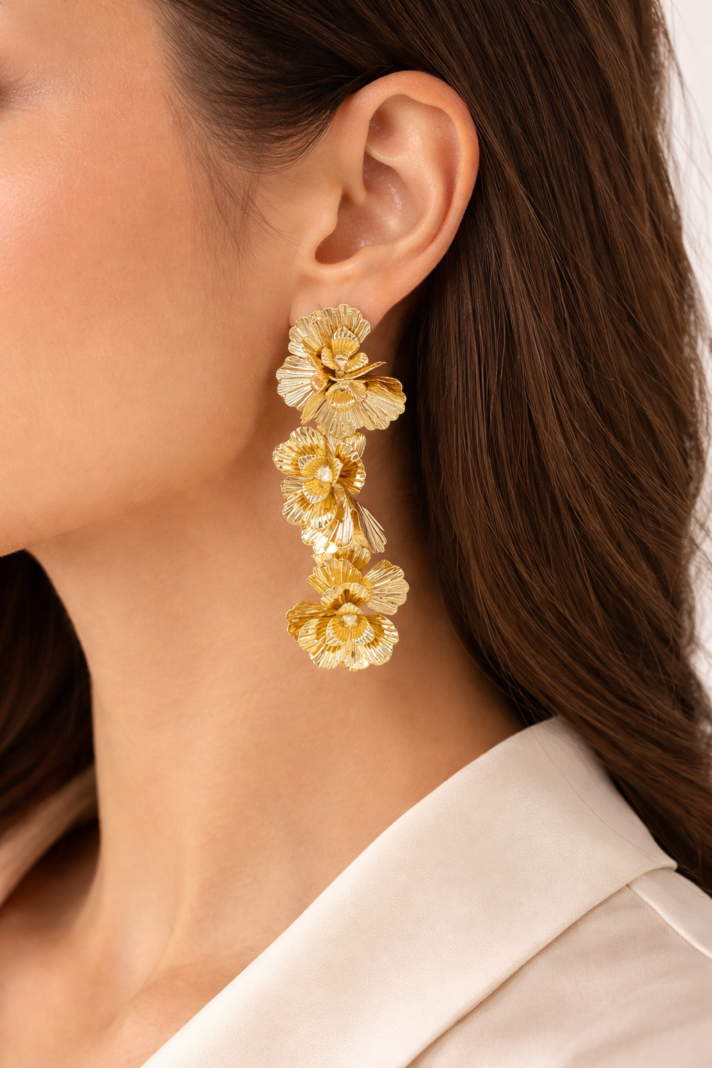 Desert Bloom Gold Plated Floral Danglers