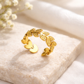 Golden Vine Leaf Adjustable Ring