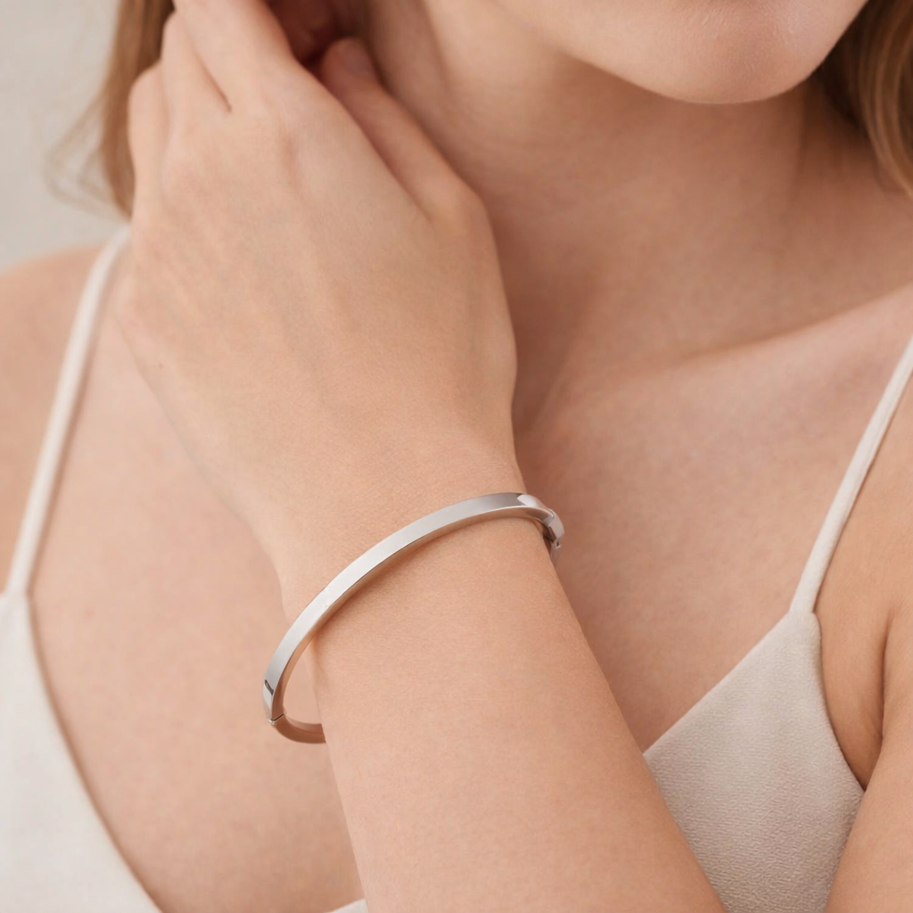 Luna Glow Sterling Silver Open Cuff Bracelet