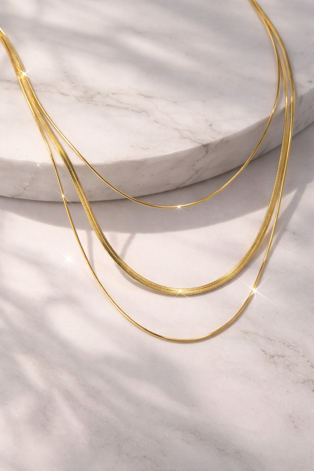 Golden Glow Triple Layer Necklace