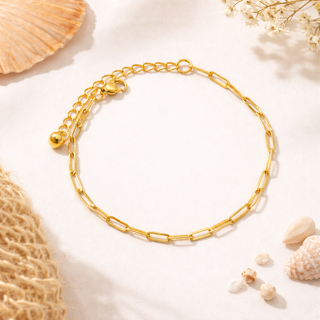 Gold Paperclip Chain Anklet