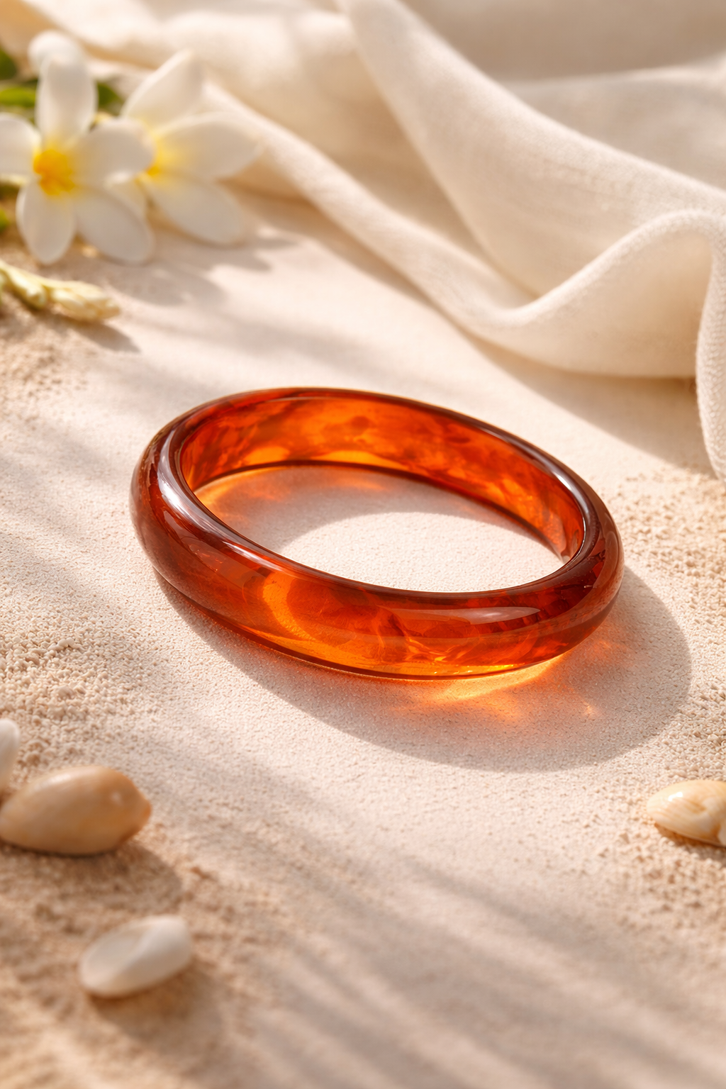 Amber Glow Bohemian Acrylic Bangle Bracelet