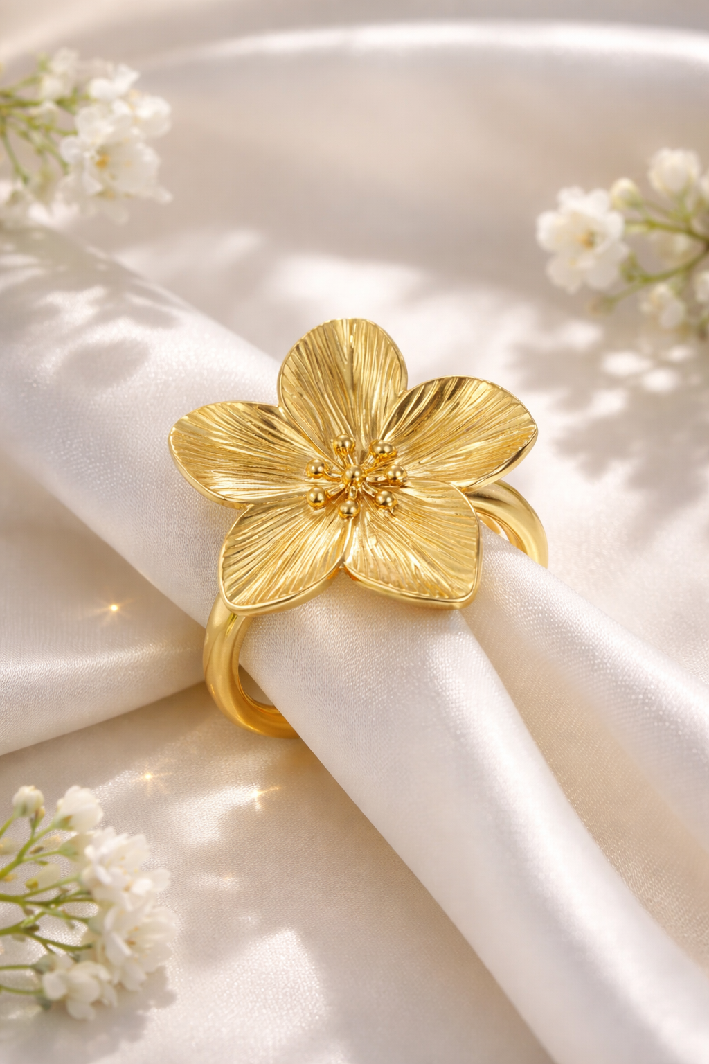 Golden Bloom Statement Flower Ring
