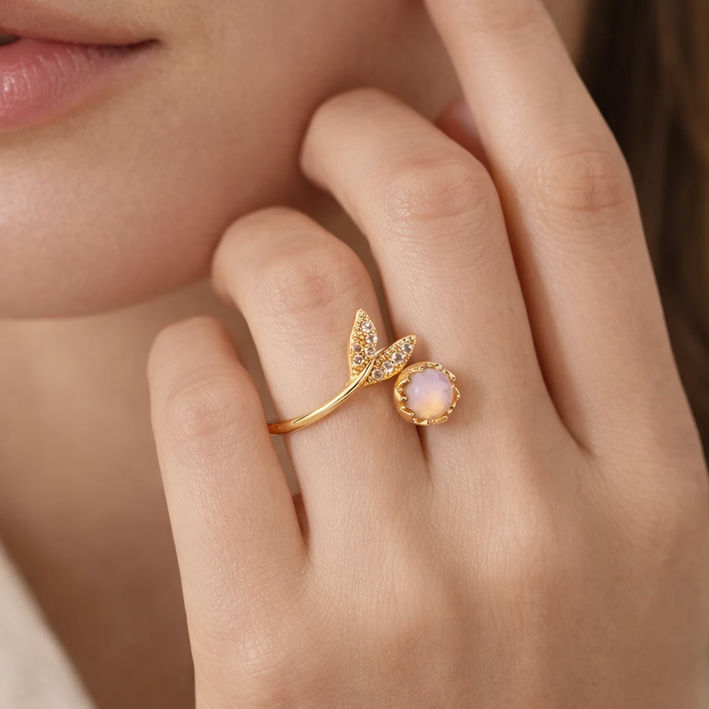 Opal Mermaid Tail Gold Ring