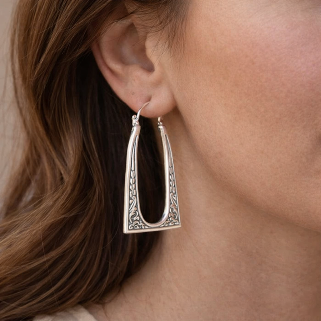 Gilded Petal Silver Earrings