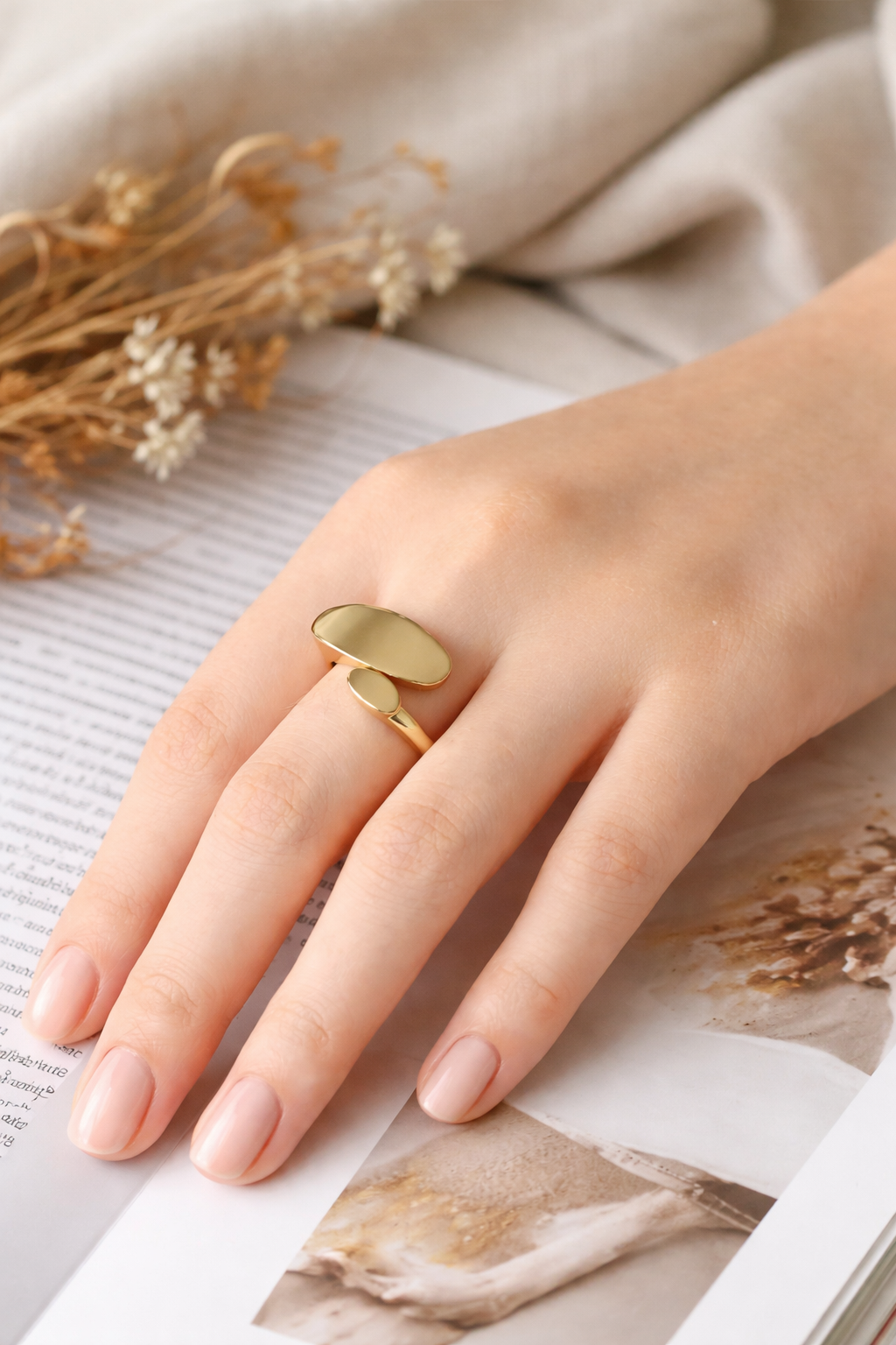 Golden Orbit Statement Ring