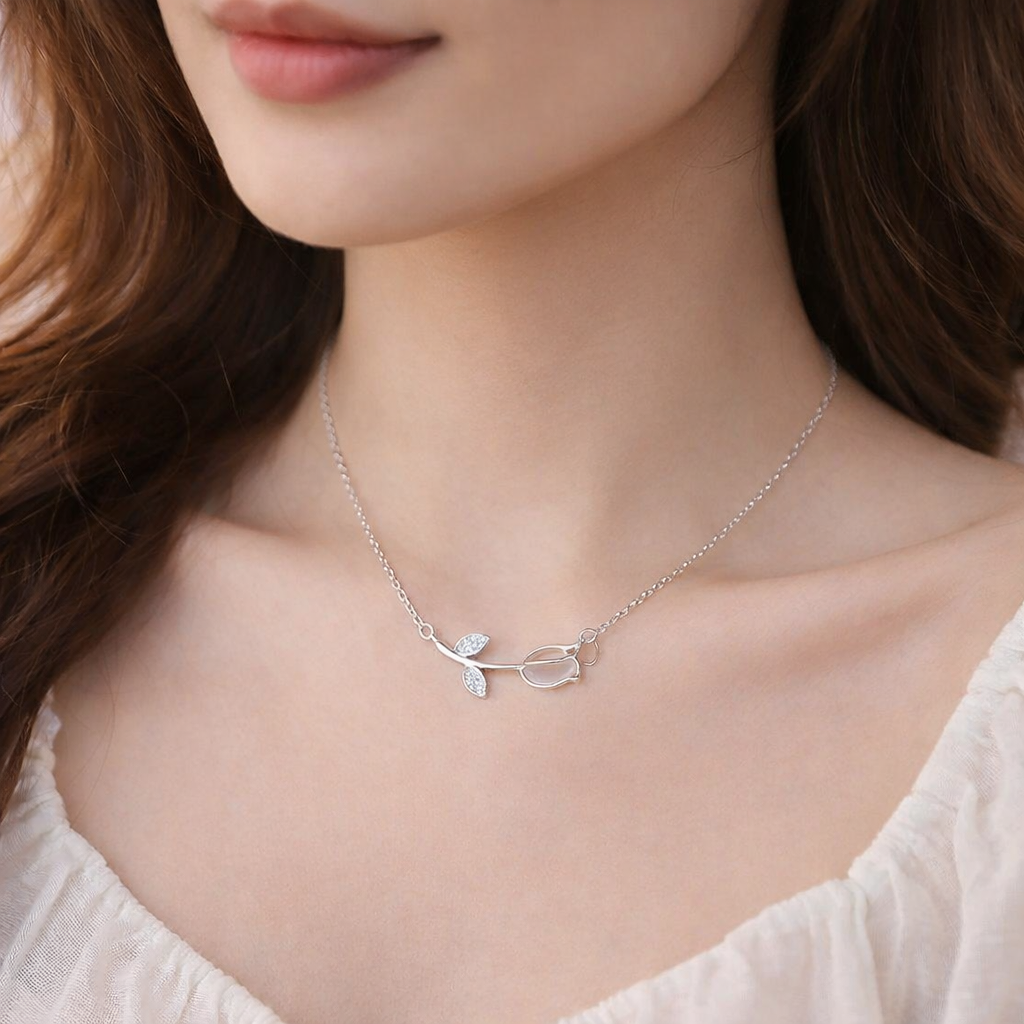 Silver Tulip Whisper Necklace