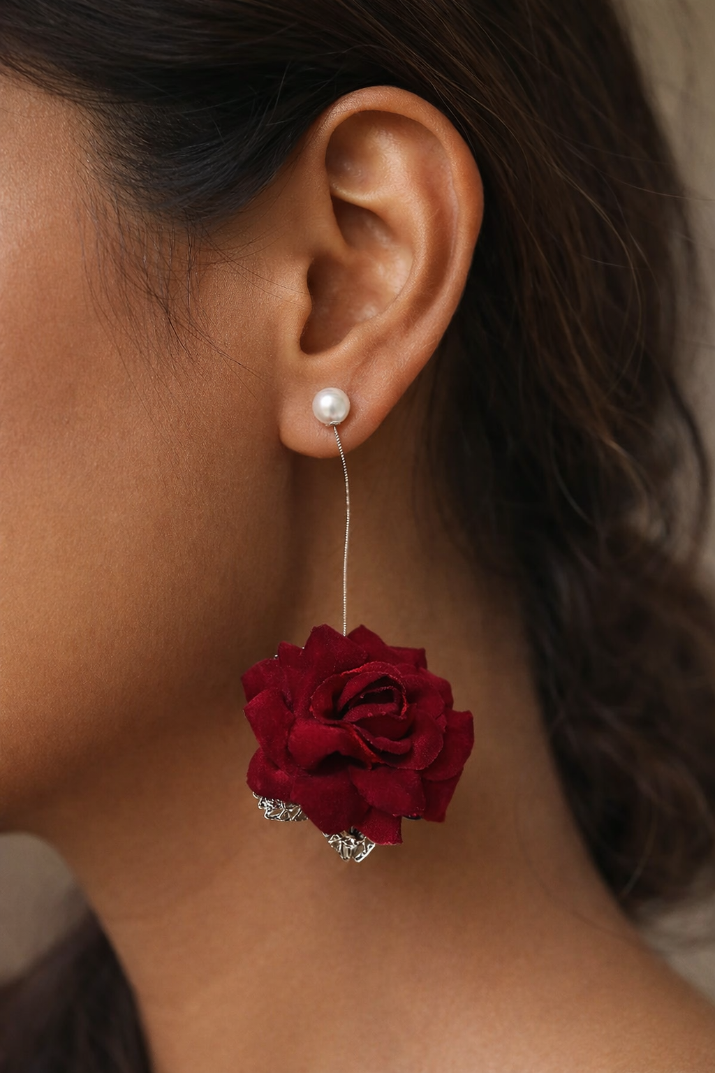 Velvet Rose Drop Earrings