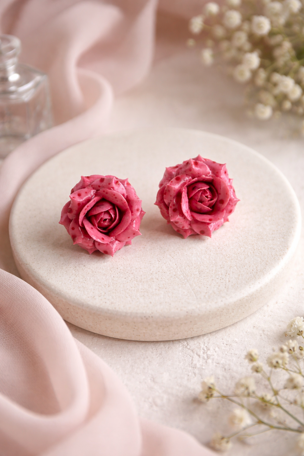 Pink Rose Studs