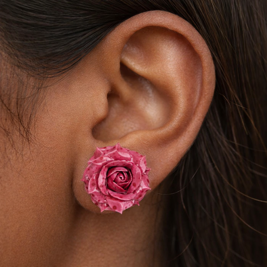 Pink Rose Studs