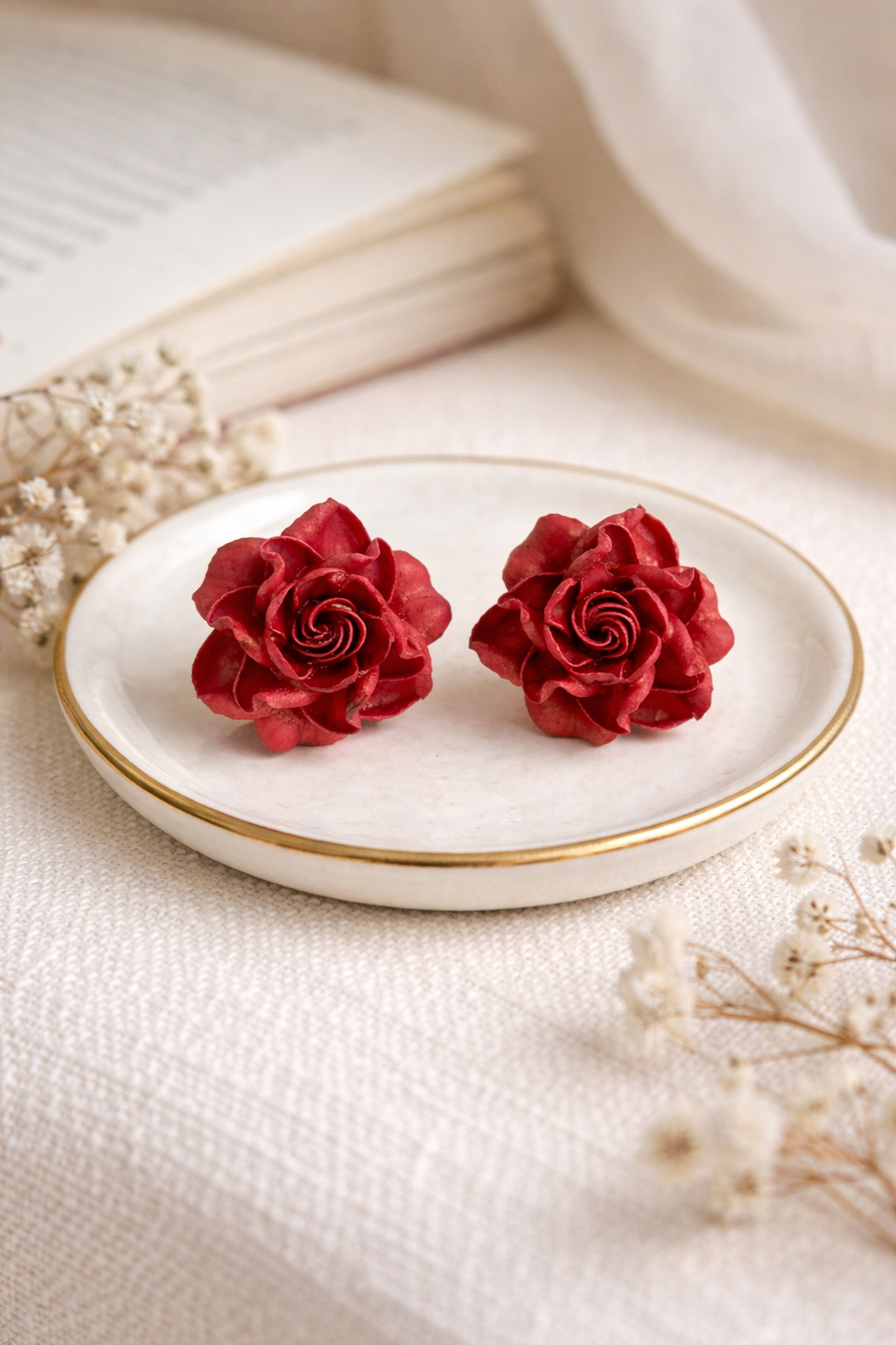 Red Rose Studs
