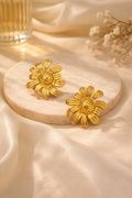 Golden Daisy Brass Statement Earring