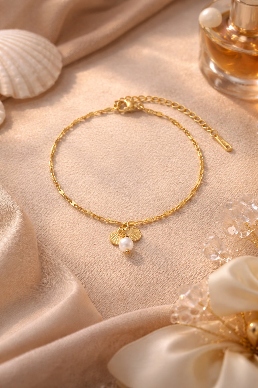 Seashell Pearl Anklet
