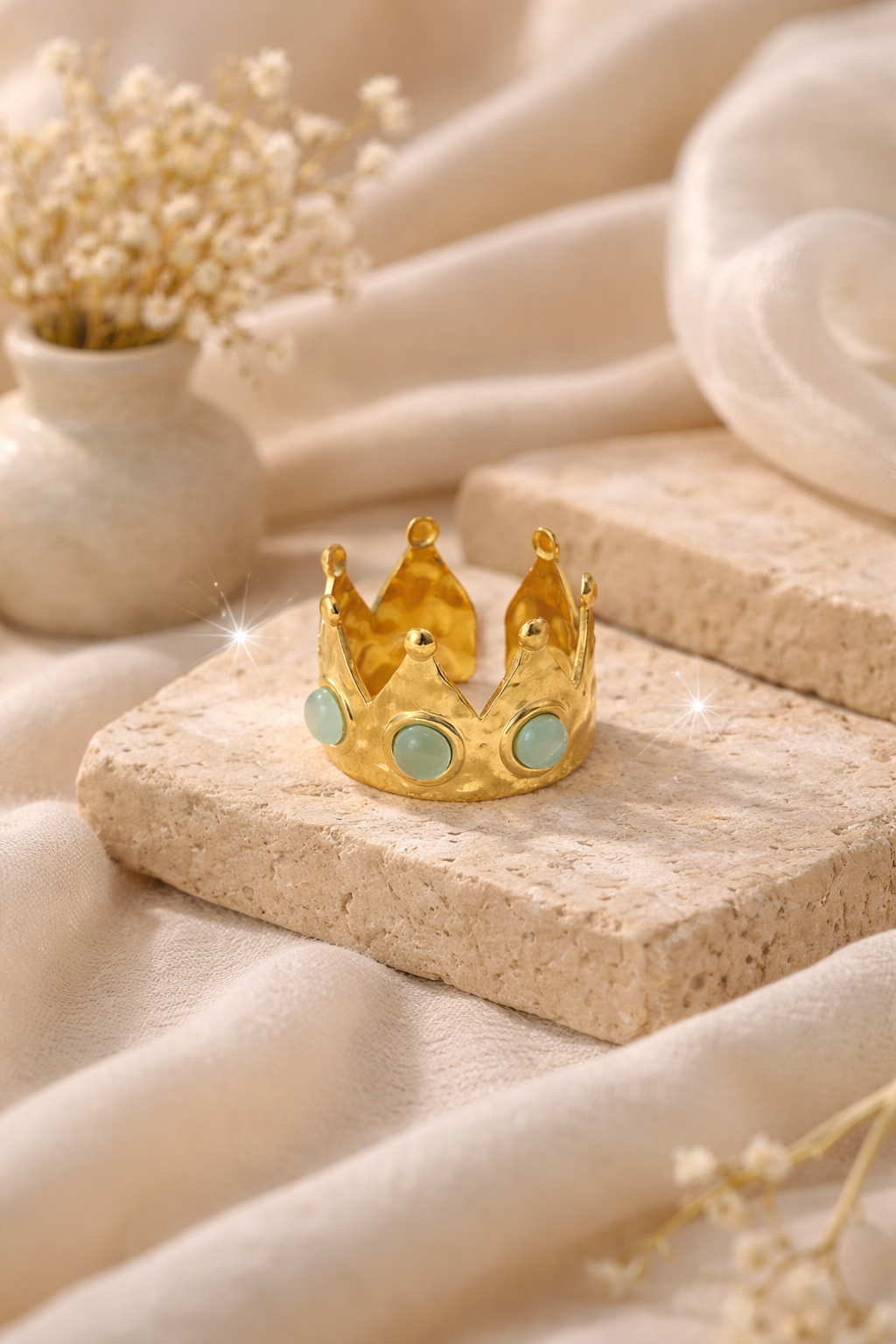 Turquoise Gold Crown Ring
