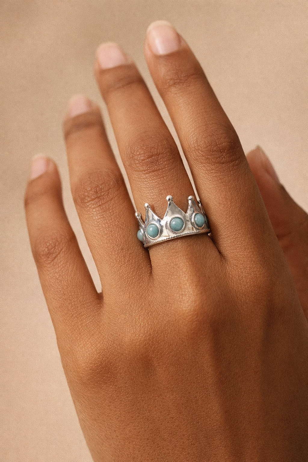 Turquoise Silver Crown Ring