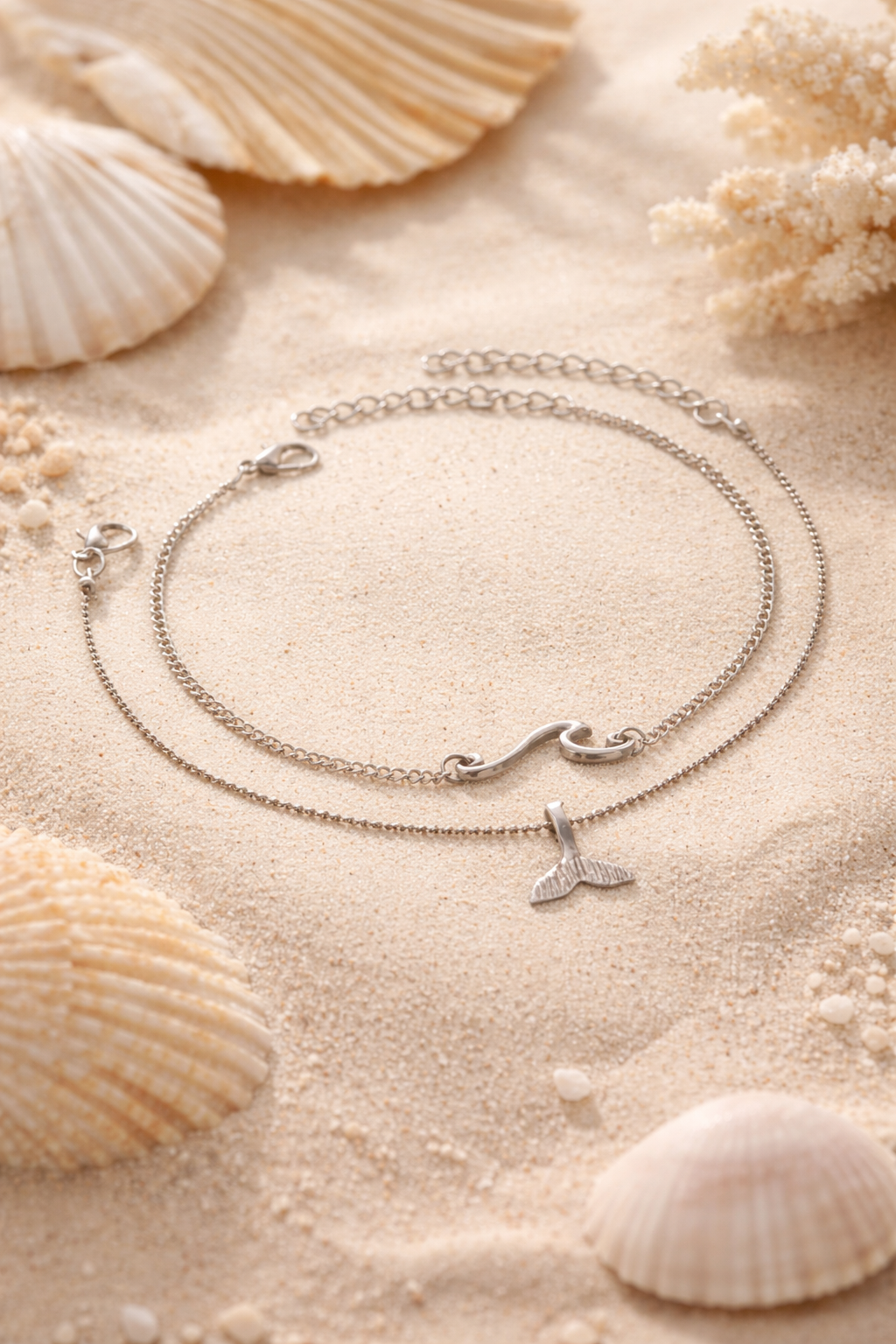 Silver Whale Anklet