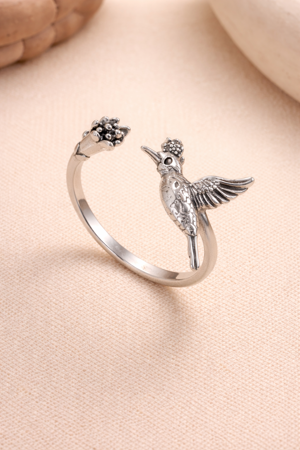 Silver Hummingbird Ring