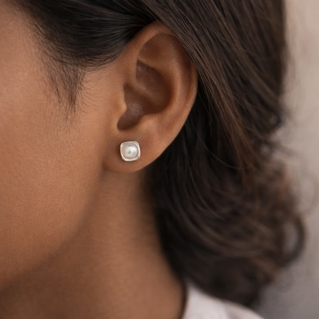 Pearl Cube Studs