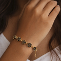 Enamel Black Rose Bracelet
