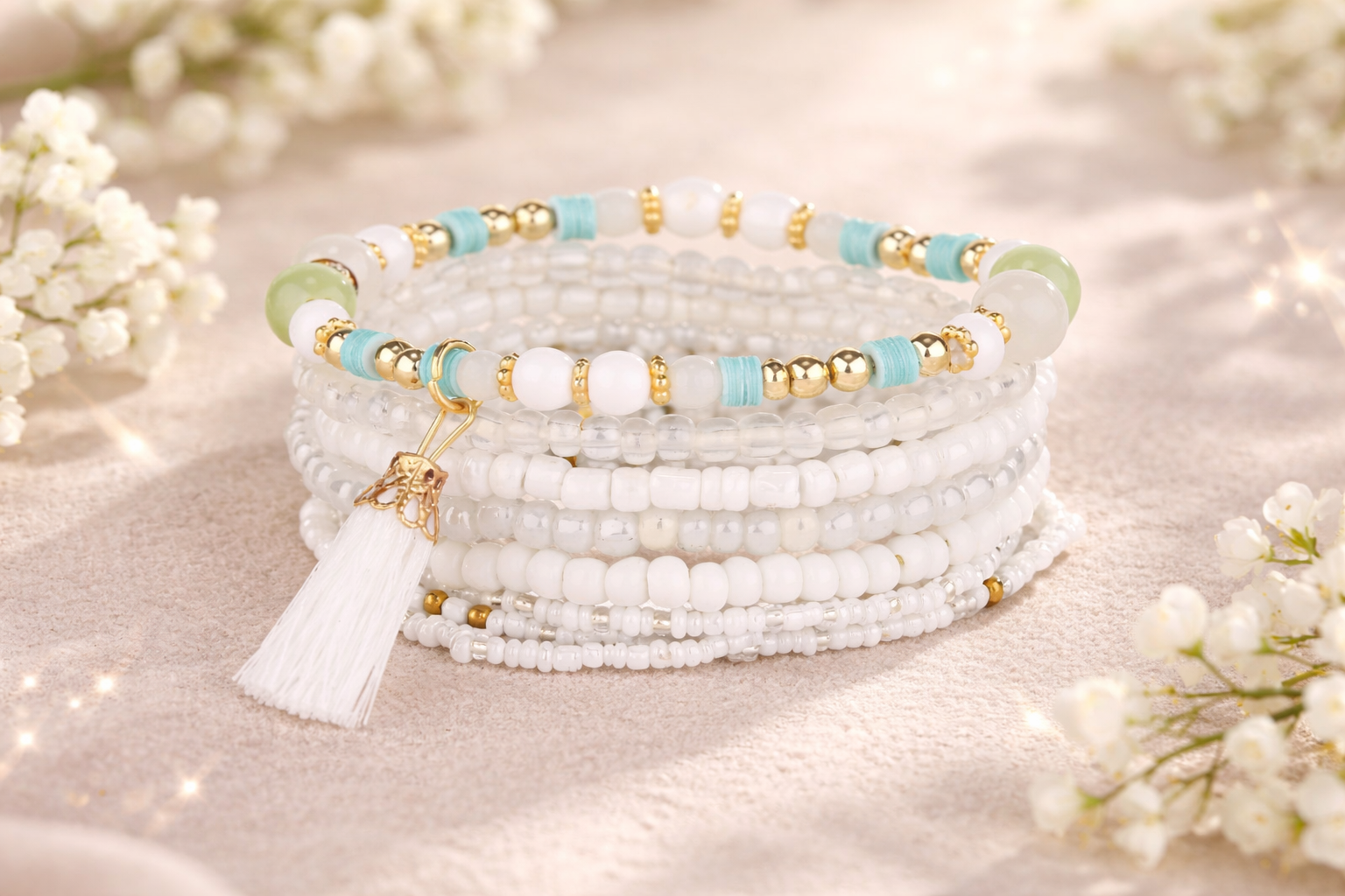 Coastal Whisper Beaded Bracelet Stack