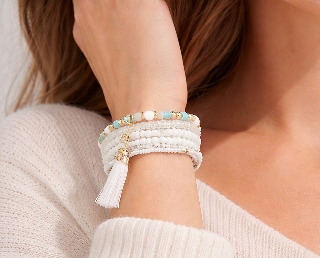 Coastal Whisper Beaded Bracelet Stack