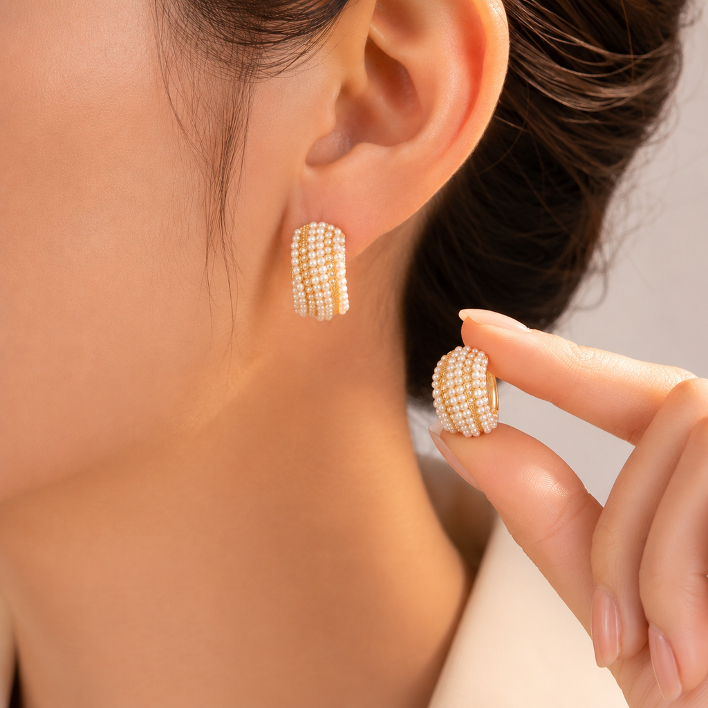 Golden Pearl Studs
