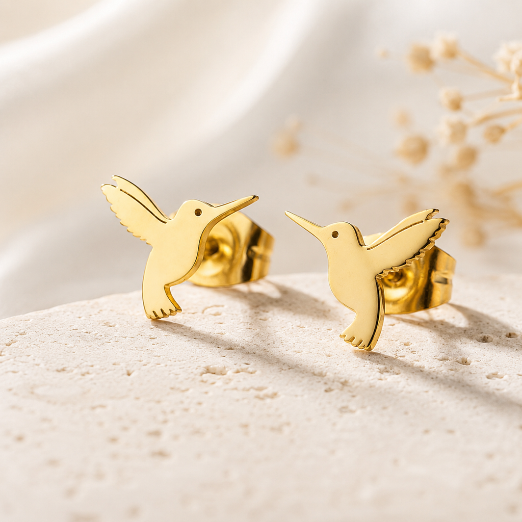 Golden Hummingbird Studs