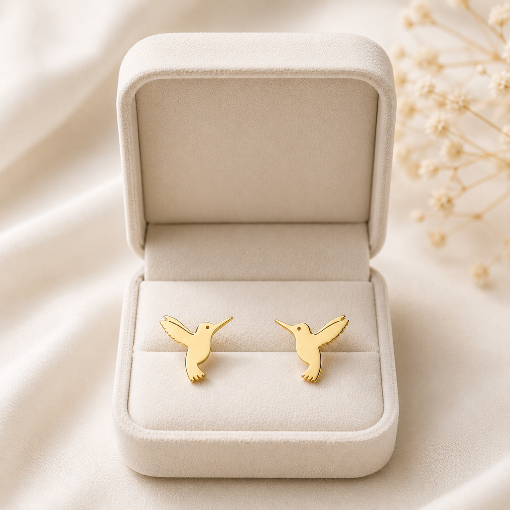 Golden Hummingbird Studs