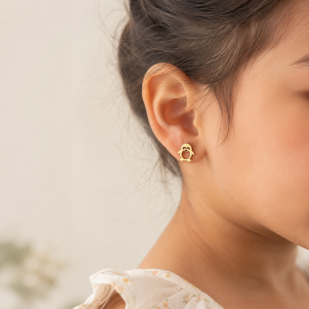 Golden Penguin Studs