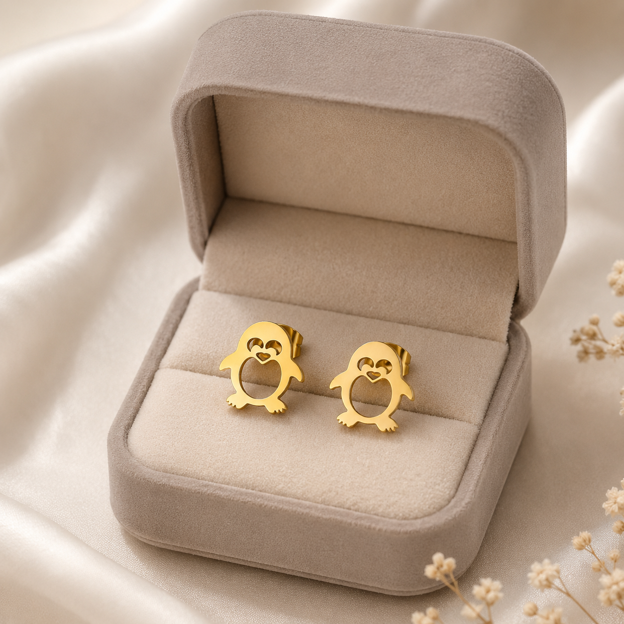 Golden Penguin Studs