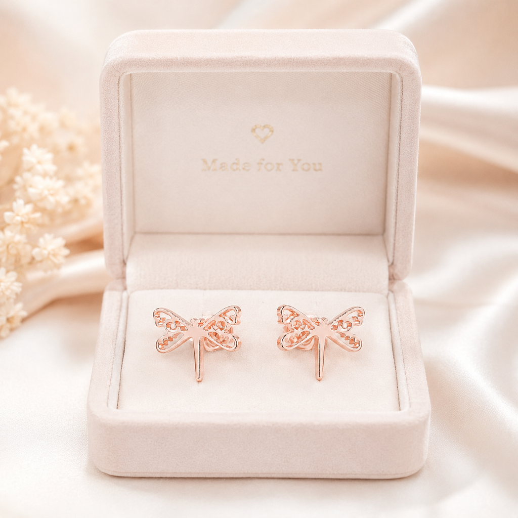 Rose Gold Dragonfly Studs