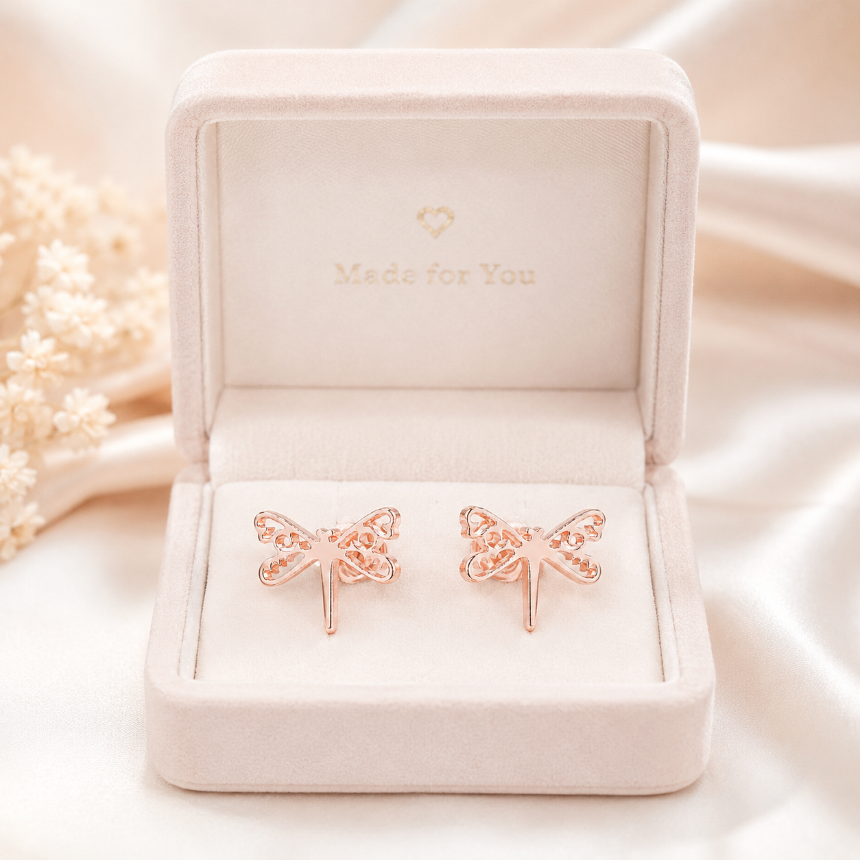 Rose Gold Dragonfly Studs